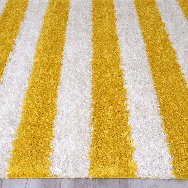 Persian Weavers Rugs Rectangle Deluxe Shag Stripes (Canary) 6'X9' IMAGE 2