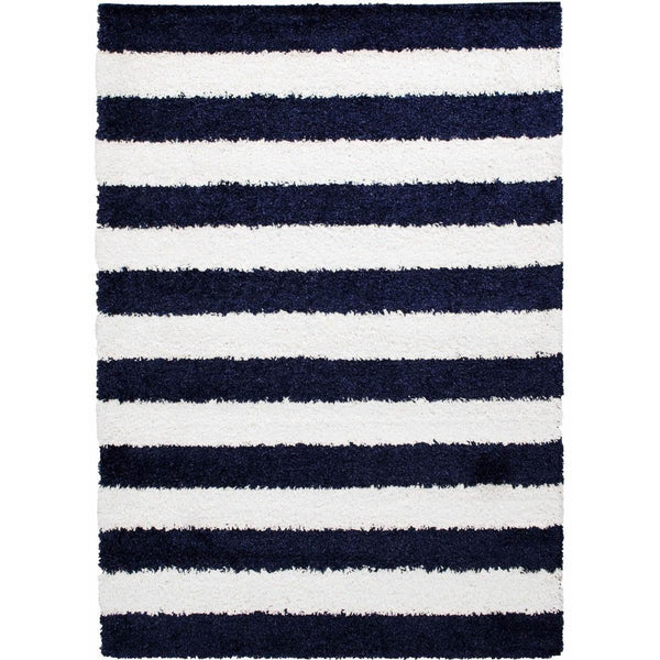 Persian Weavers Rugs Rectangle Deluxe Shag Stripes (Denim) 6'X9' IMAGE 1