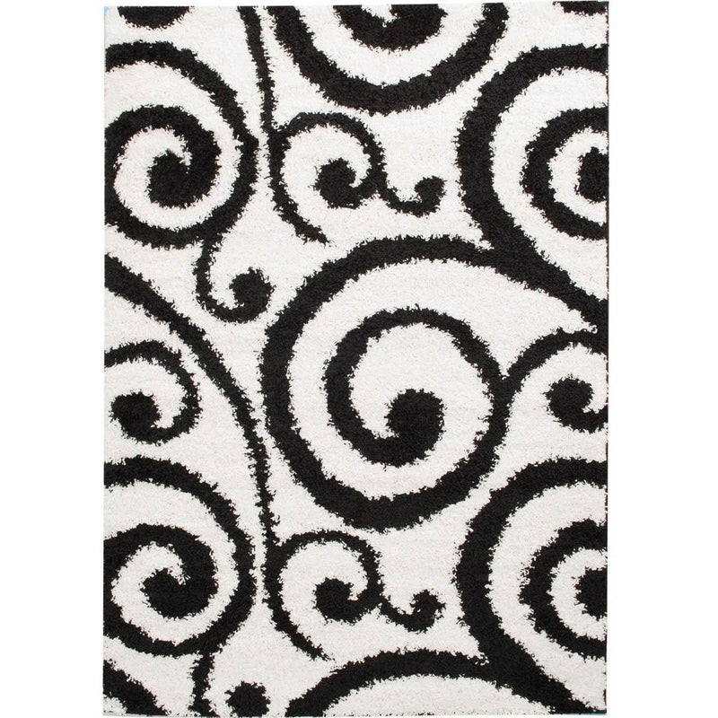 Persian Weavers Rugs Rectangle Deluxe Shag Swirls (Black) 6'X9' IMAGE 1