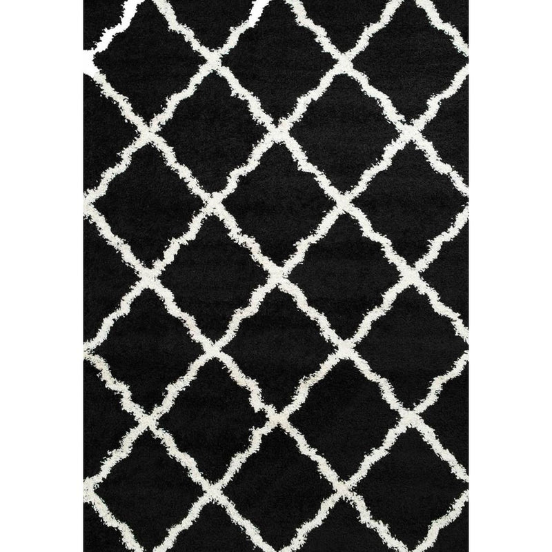 Persian Weavers Rugs Rectangle Deluxe Shag Trellis (Black) 6'X9' IMAGE 1