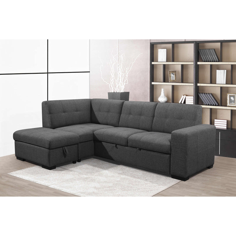 Primo International Vincente Stationary Fabric 2 pc Sectional Vincente 2 pc Sleeper Sectional - Crispin Ash IMAGE 3