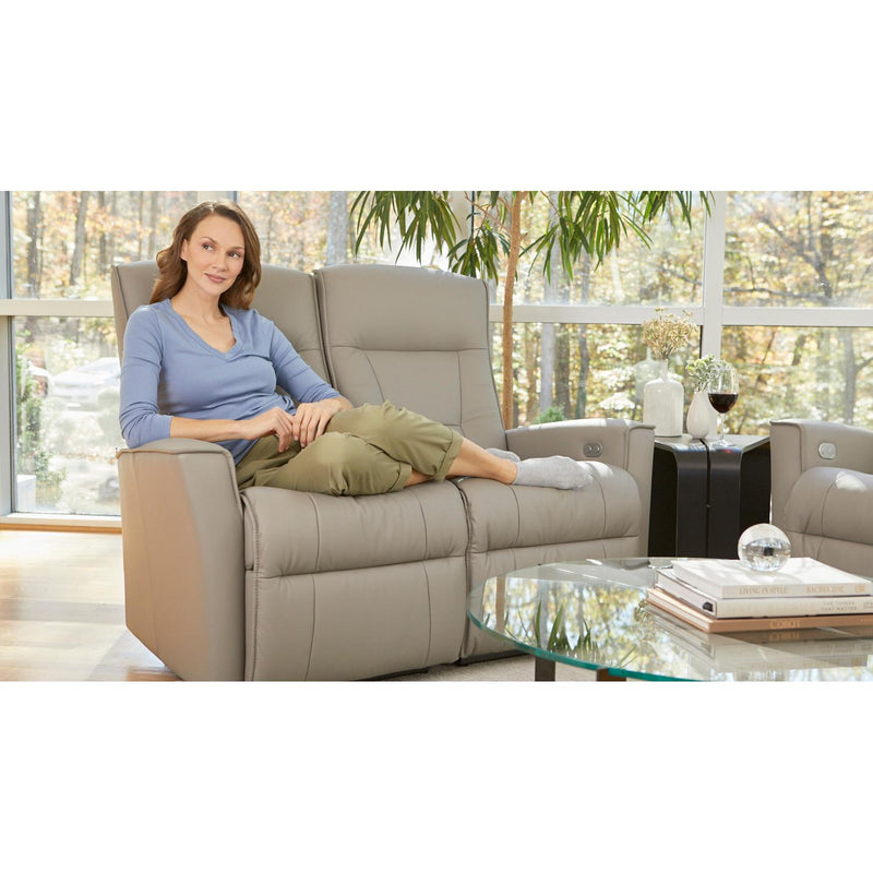 Fjords of Norway Harstad Power Reclining Leather Loveseat Harstad Power Relaxer Loveseat - Fog IMAGE 3