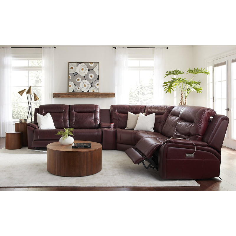 Palliser Valour Power Reclining Leather 6 pc Sectional 41024-L2/41024-K2/41024-10/41024-9X/41024-10/41024-L1-GRADE100-GARNET IMAGE 2