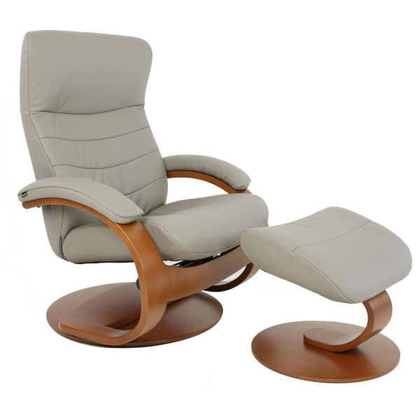 Fjords of Norway Trandal Swivel Leather Recliner Trandal Large Recliner - Fog IMAGE 1